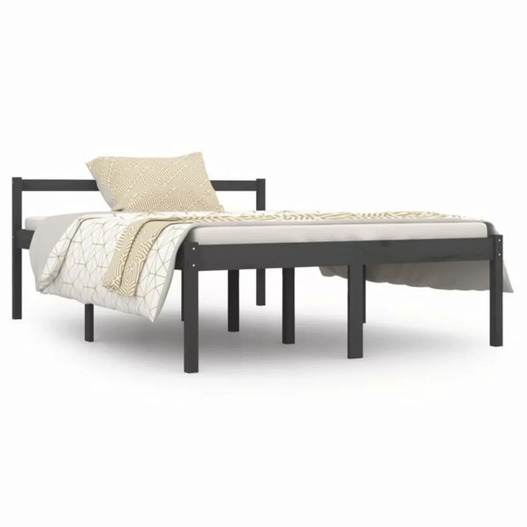 furnicato Bett Seniorenbett Grau 135x190 cm Massivholz Kiefer günstig online kaufen