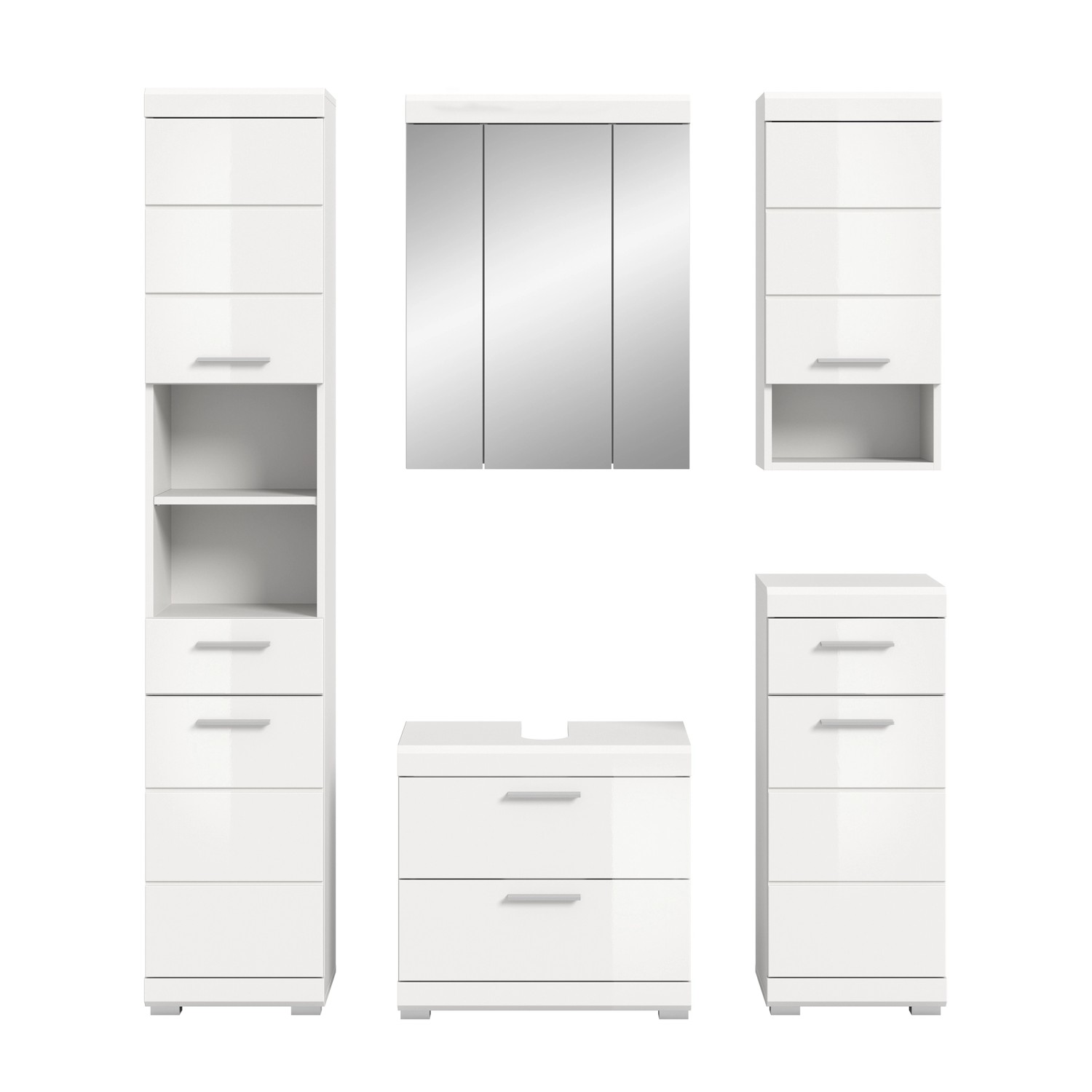 Badmöbel-Set SCHLOONSEE  5 teilig  bestehend aus:  Hochschrank  WBU  Spiege günstig online kaufen