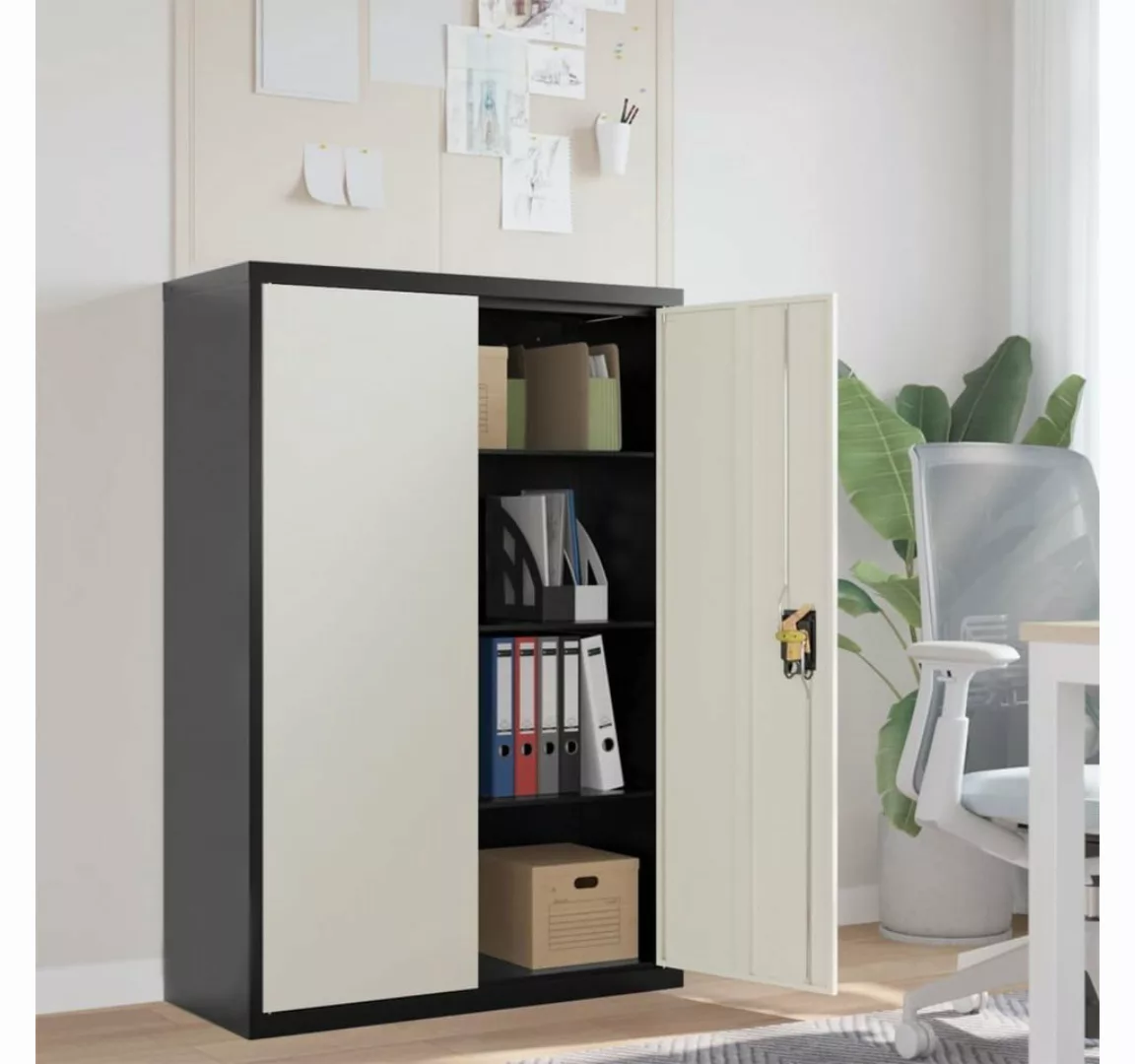 furnicato Aktenschrank Anthrazit und Weiß 90x40x140 cm Stahl günstig online kaufen