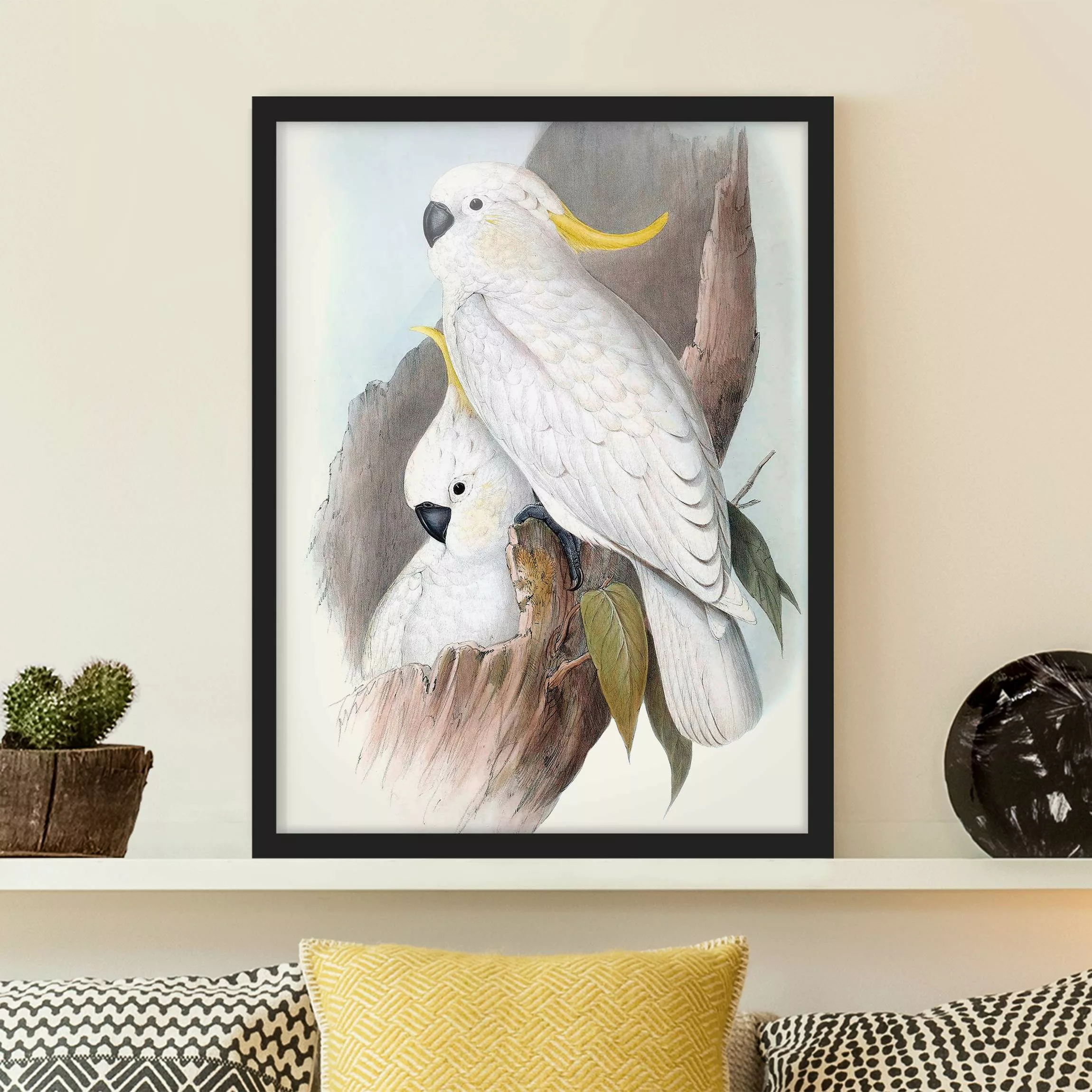Bild mit Rahmen Tiere - Hochformat Pastell Papageien III günstig online kaufen