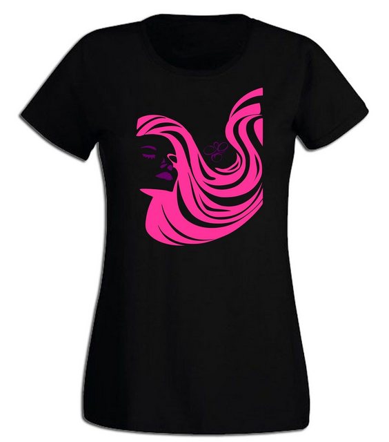 G-graphics T-Shirt Damen T-Shirt - Frauenkopf Pink-Purple-Collection, mit t günstig online kaufen