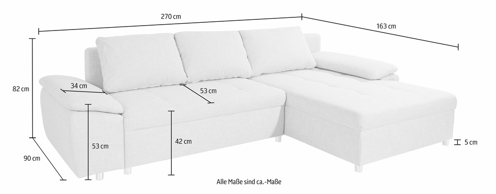 sit&more Ecksofa Labene, wahlweise mit Bettfunktion und Bettkasten, inkl. R günstig online kaufen