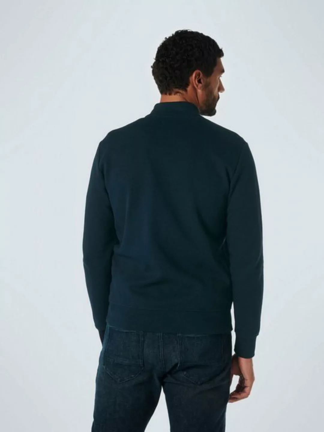 NO EXCESS Langarmshirt Sweater Full Zipper Twill Jacquard günstig online kaufen