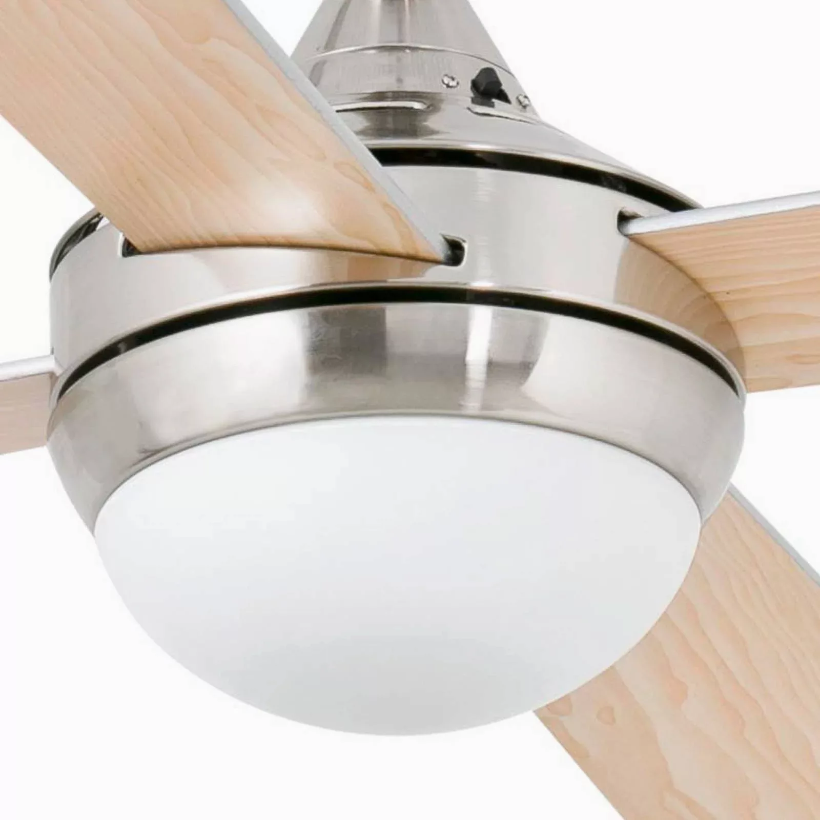 Deckenventilator Mini Icaria S Leuchte nickel/Holz günstig online kaufen