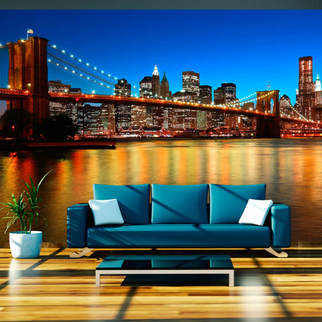 Fototapete - Abenddämmerung Über Der Brooklyn Bridge günstig online kaufen