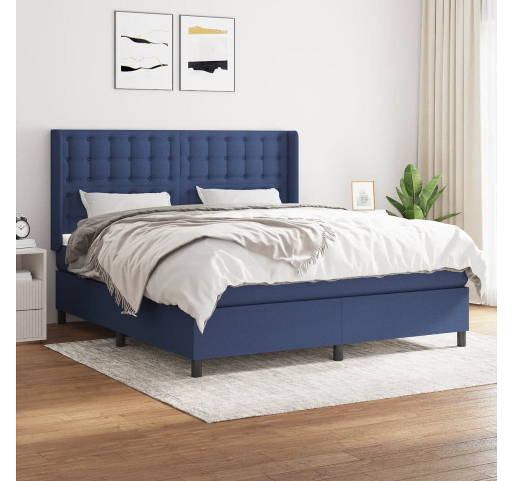 vidaXL Boxspringbett Boxspringbett mit Matratze Blau 160x200 cm Stoff Bett günstig online kaufen