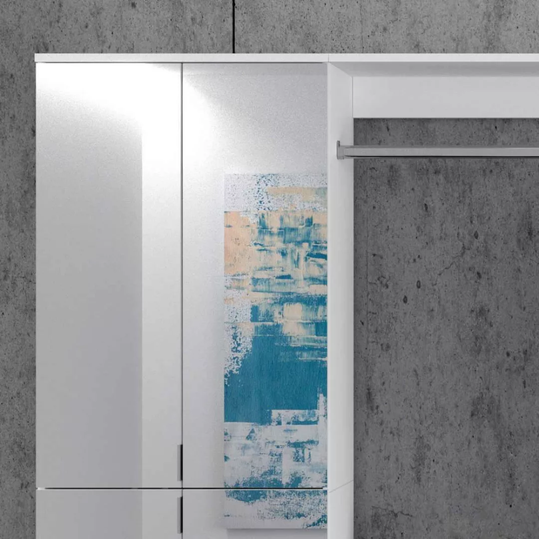 XL Garderoben Set 213 cm breit Weiß Hochglanz (vierteilig) günstig online kaufen
