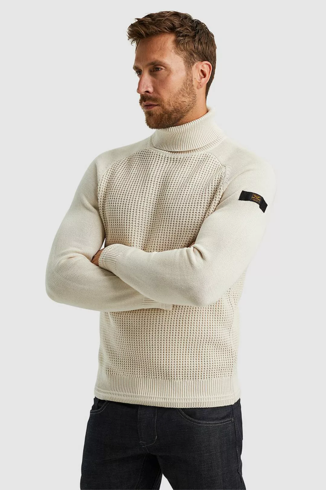 PME Legend Knitted Rollkragenpullover Ecru - Größe 3XL günstig online kaufen