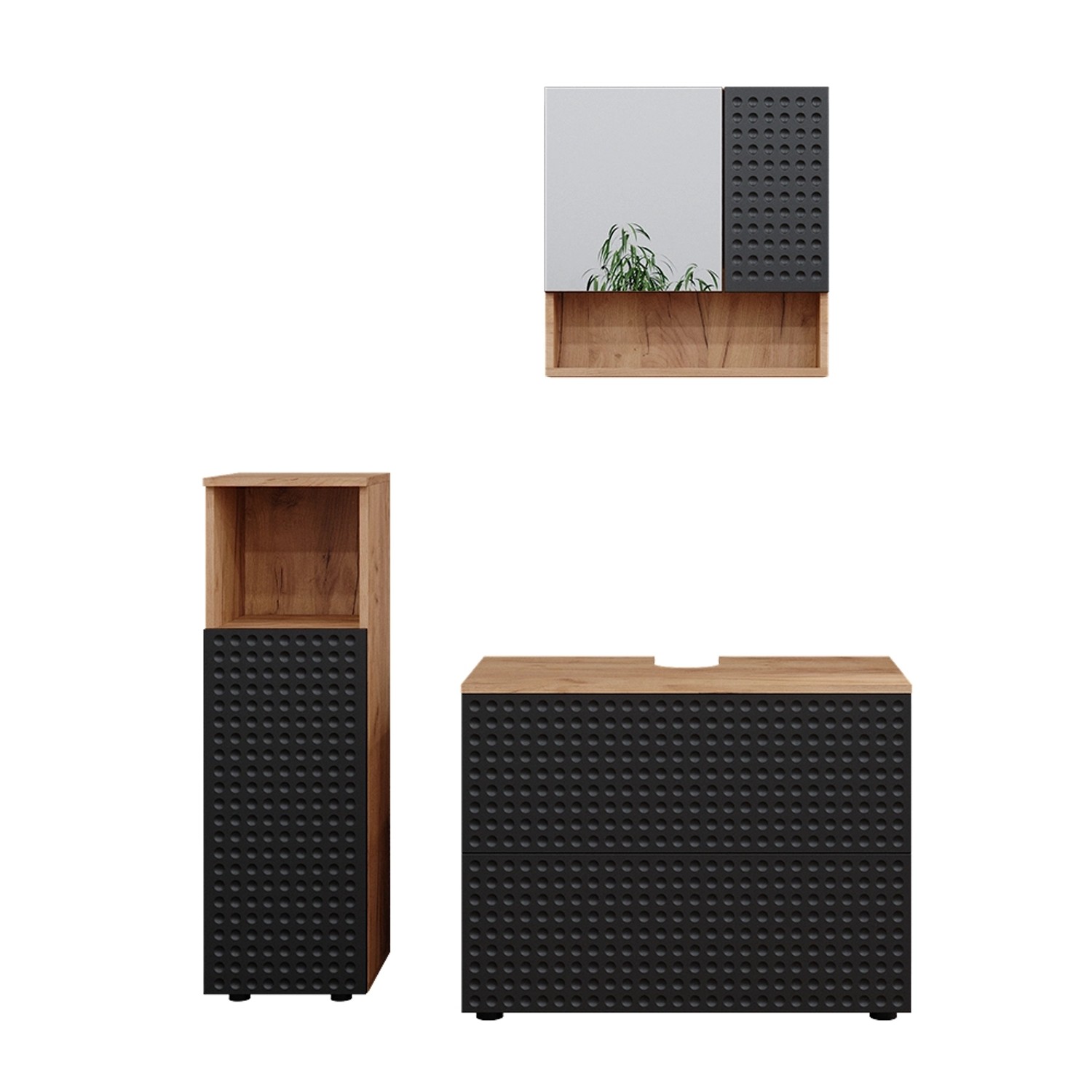 Vicco Badmöbel-Set Irma, Goldkraft Eiche/Anthrazit, 3 günstig online kaufen