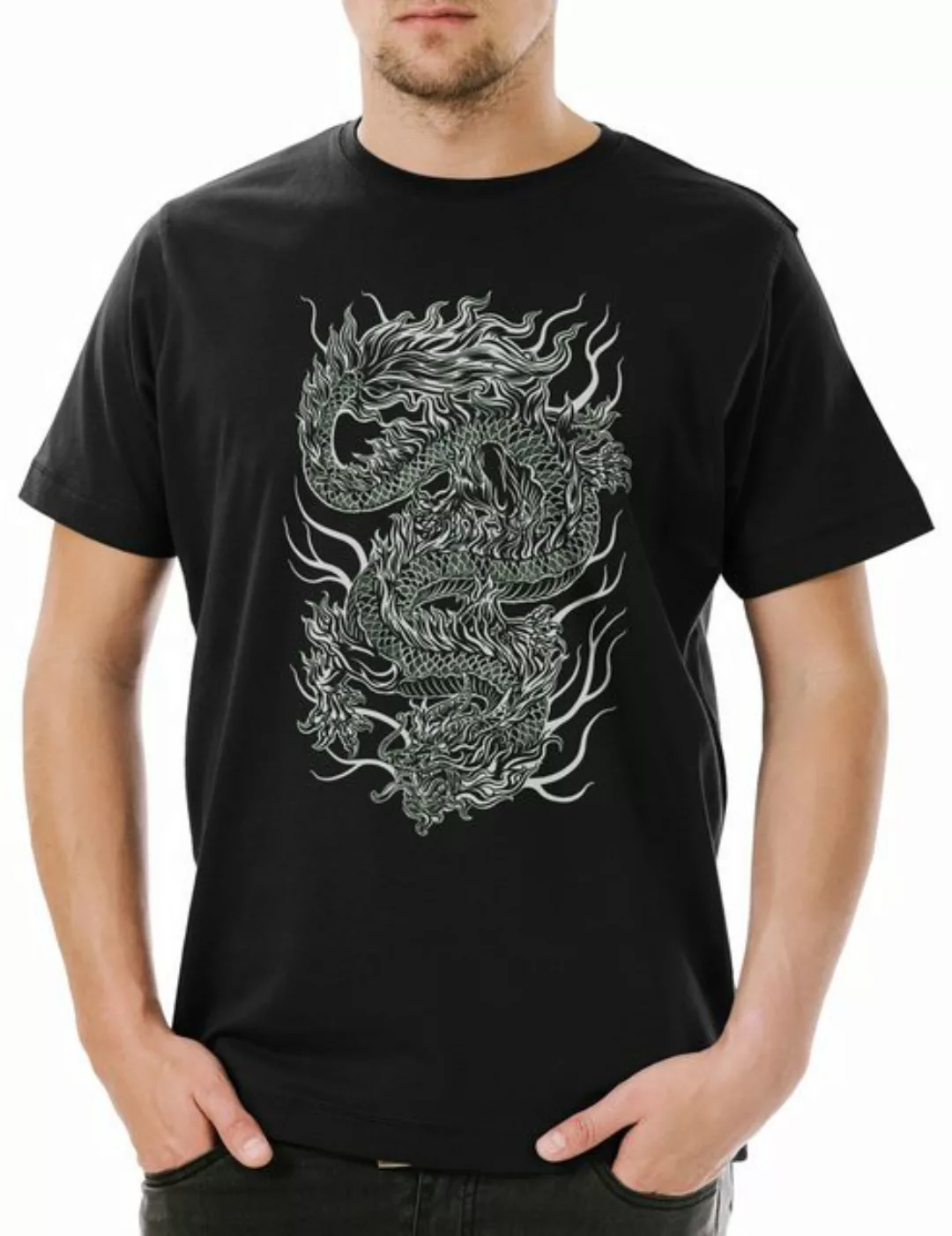 Urban Backwoods Print-Shirt Chinese Tattoo Dragon Herren T-Shirt Asia Drach günstig online kaufen