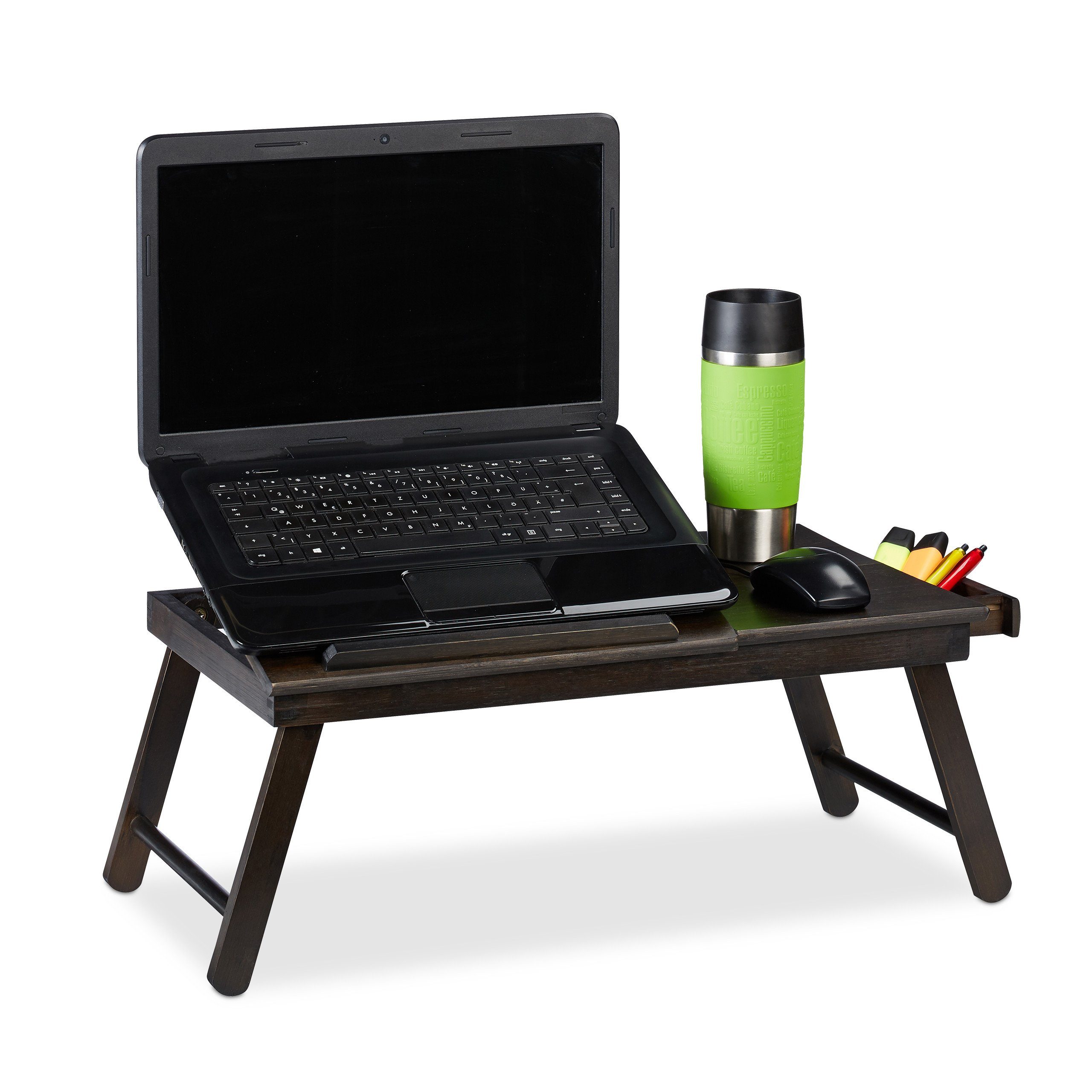 relaxdays Laptoptisch klappbar dunkelbrau günstig online kaufen