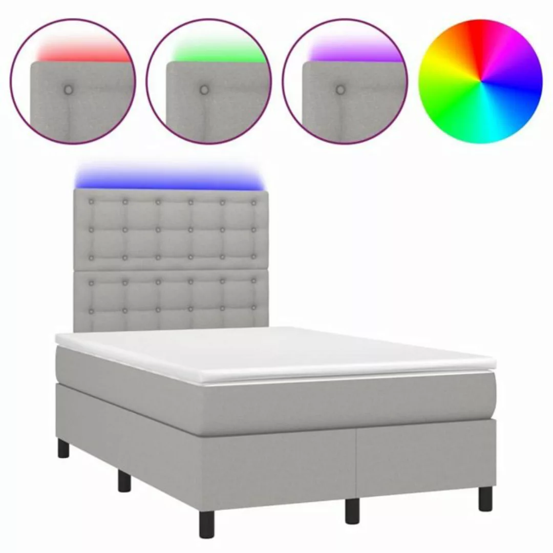 vidaXL Boxspringbett Boxspringbett mit Matratze LED Hellgrau 120x200 cm Sto günstig online kaufen