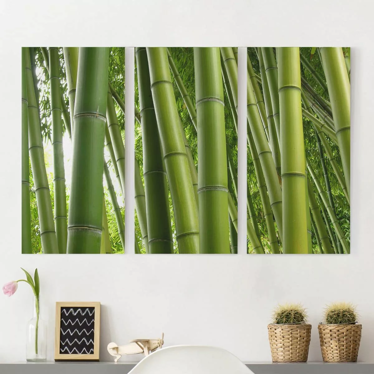 3-teiliges Leinwandbild Bambus - Querformat Bamboo Trees günstig online kaufen