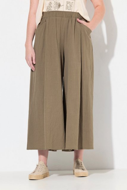 Ulla Popken Culotte 7/8-Hose weites Bein Elastikbund Biobaumwolle günstig online kaufen