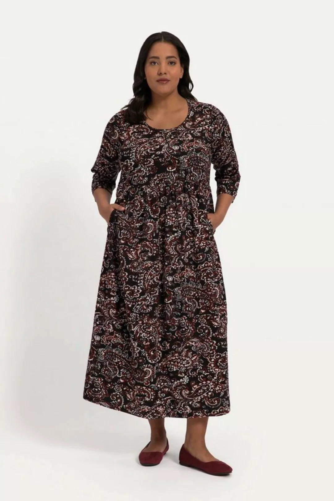 Ulla Popken Sommerkleid Jerseykleid A-Line Paisleymuster Empirenaht günstig online kaufen