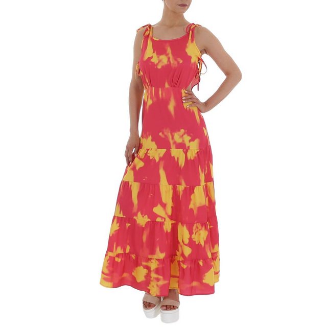 Ital-Design Sommerkleid Damen Freizeit Stufenkleid Volants Batik Maxikleid günstig online kaufen