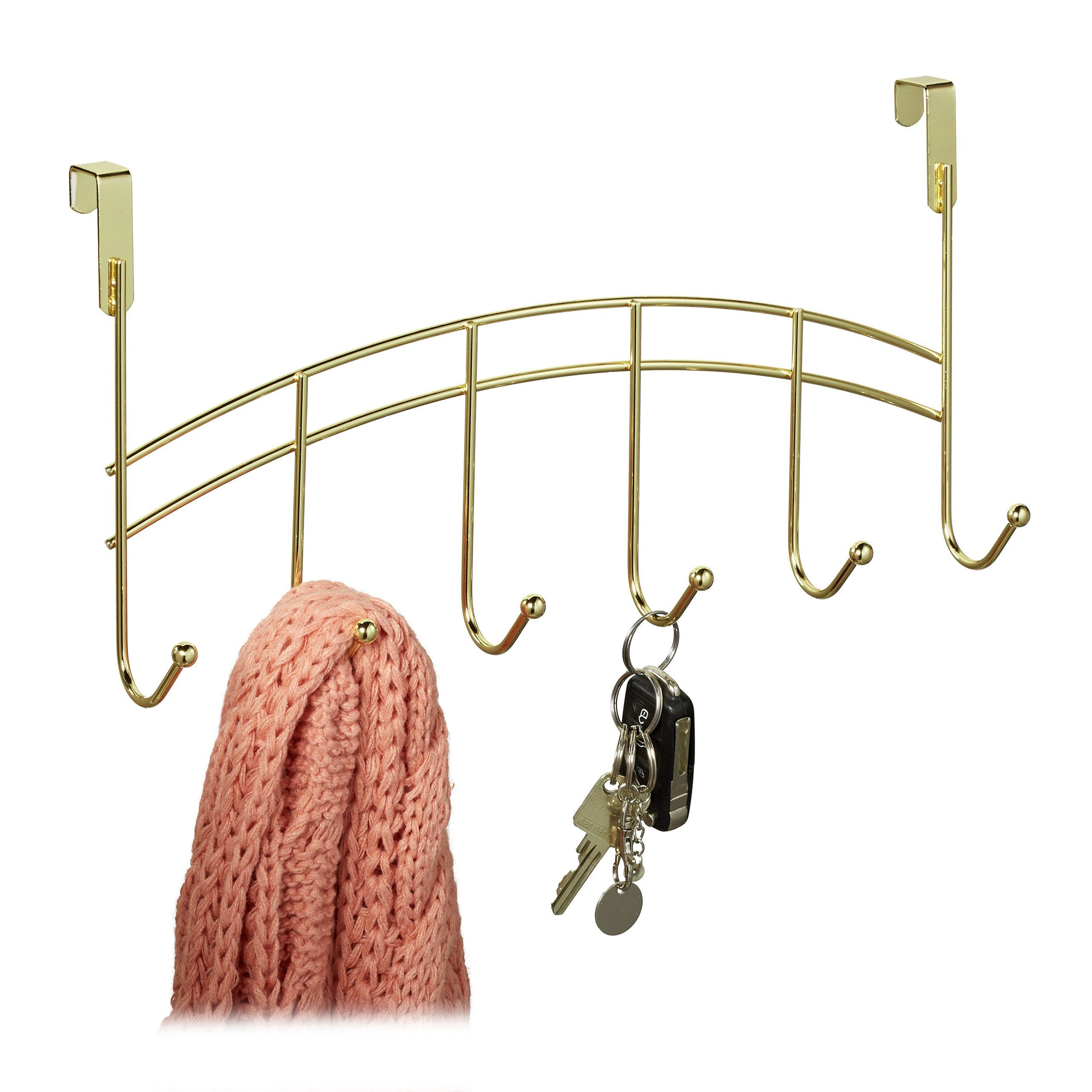 relaxdays Türgarderobe zum Einhängen 6 Hake, günstig online kaufen