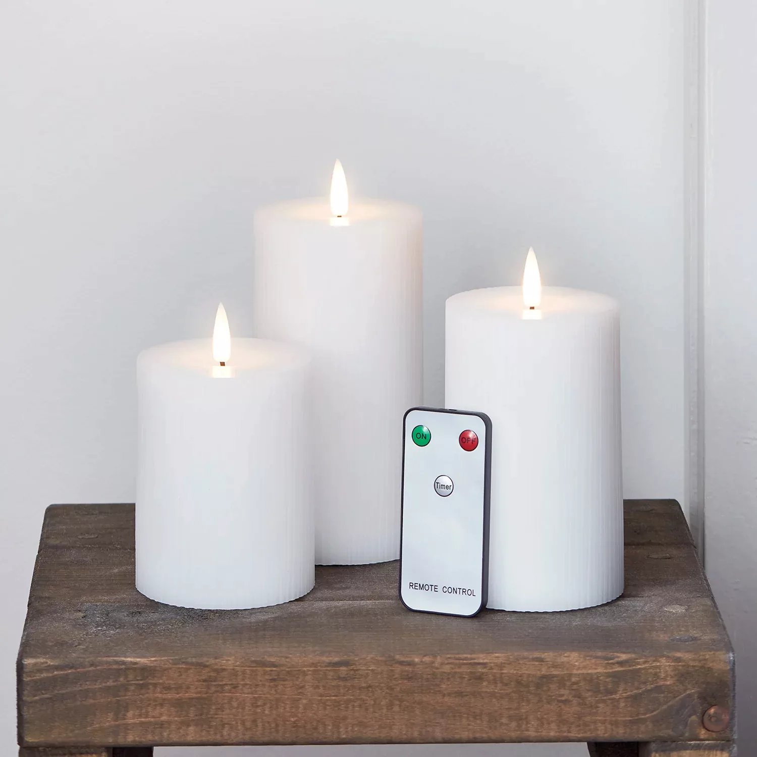 TruGlow® LED Kerzen Trio geriffelt weiß mit Fernbedienung günstig online kaufen