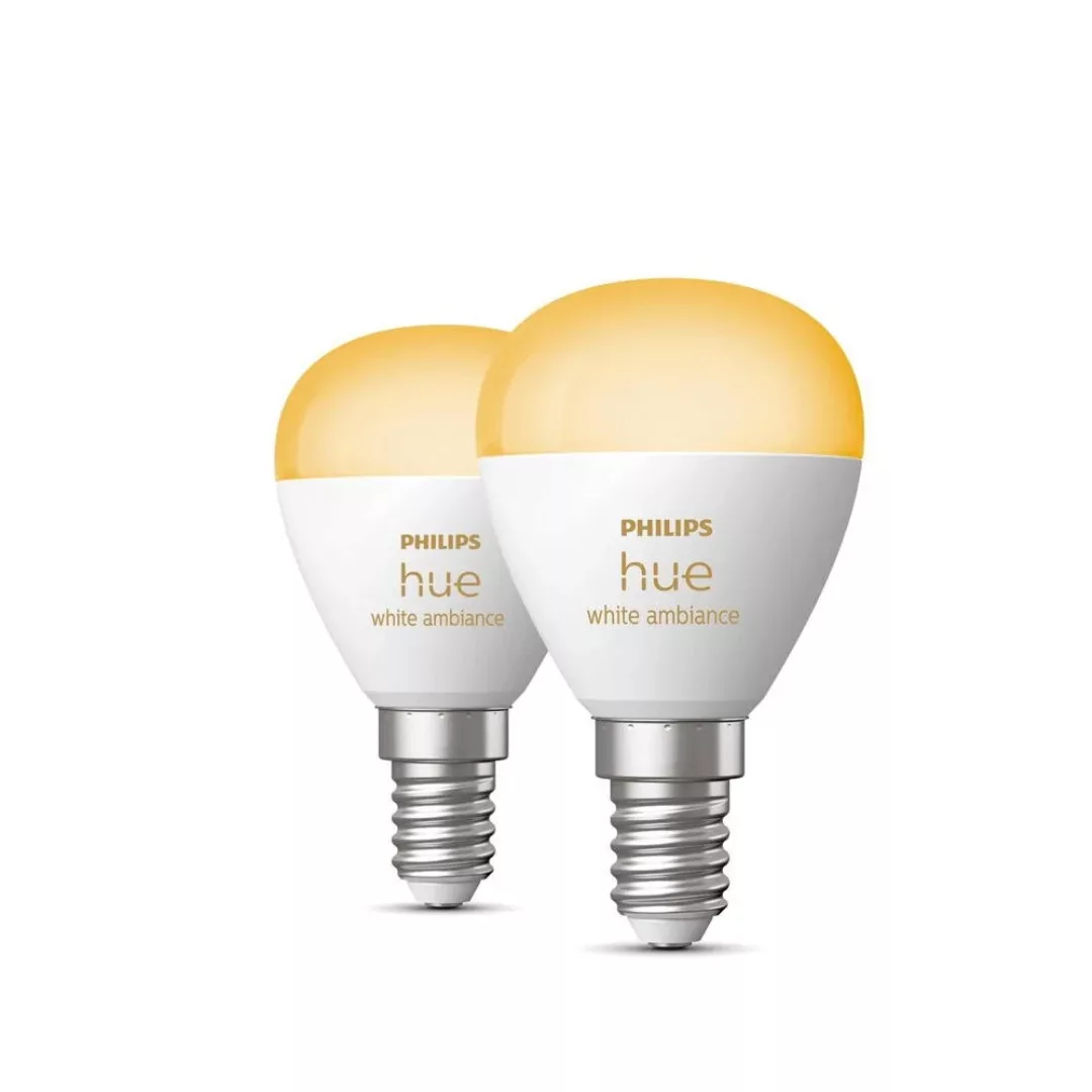 Philips Hue LED-Leuchtmittel E14 White Ambiance Luster Tropfenform 2er-Pack günstig online kaufen