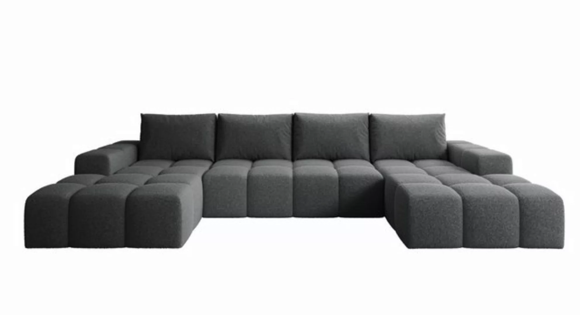 PROMETO Möbel Ecksofa Couch U-Form, Sofa U-Form Teddy-Bouclé - Stoff Cento günstig online kaufen