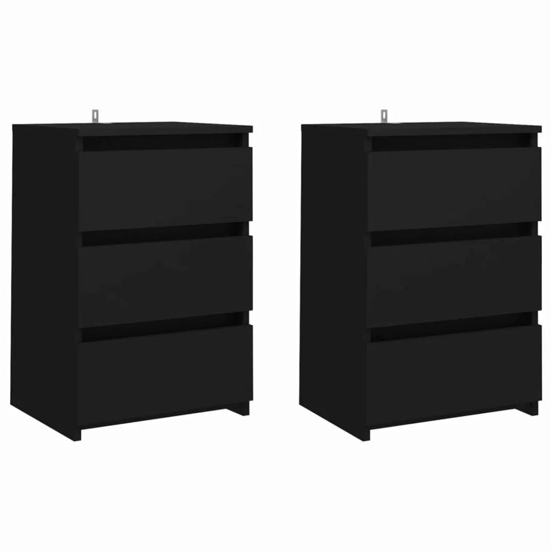 Nachttische 2 Stk. Schwarz 40x35x62,5 Cm Spanplatte günstig online kaufen