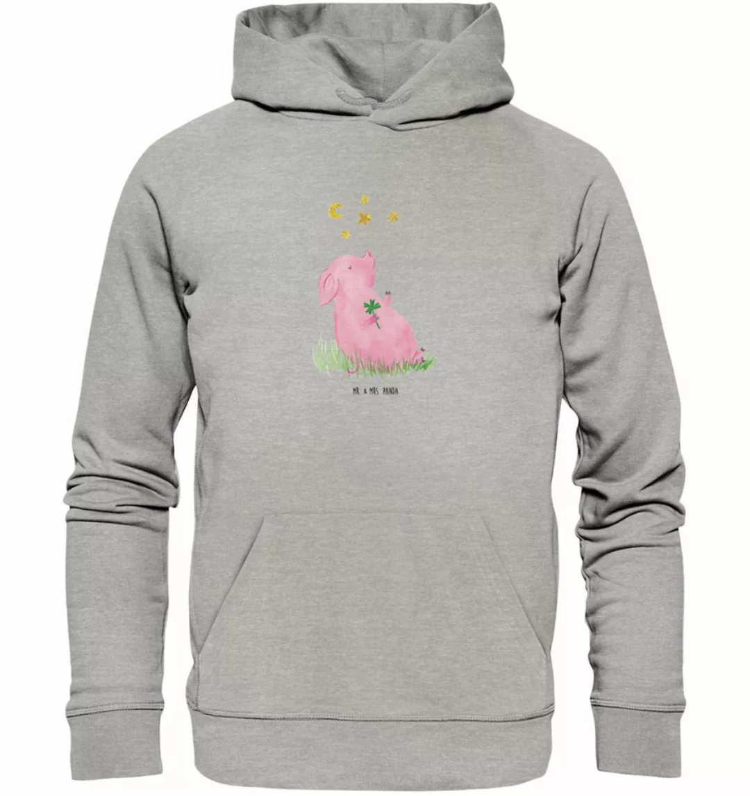 Mr. & Mrs. Panda Hoodie Schwein Glück Größe S - Heather Grey - Geschenk, St günstig online kaufen