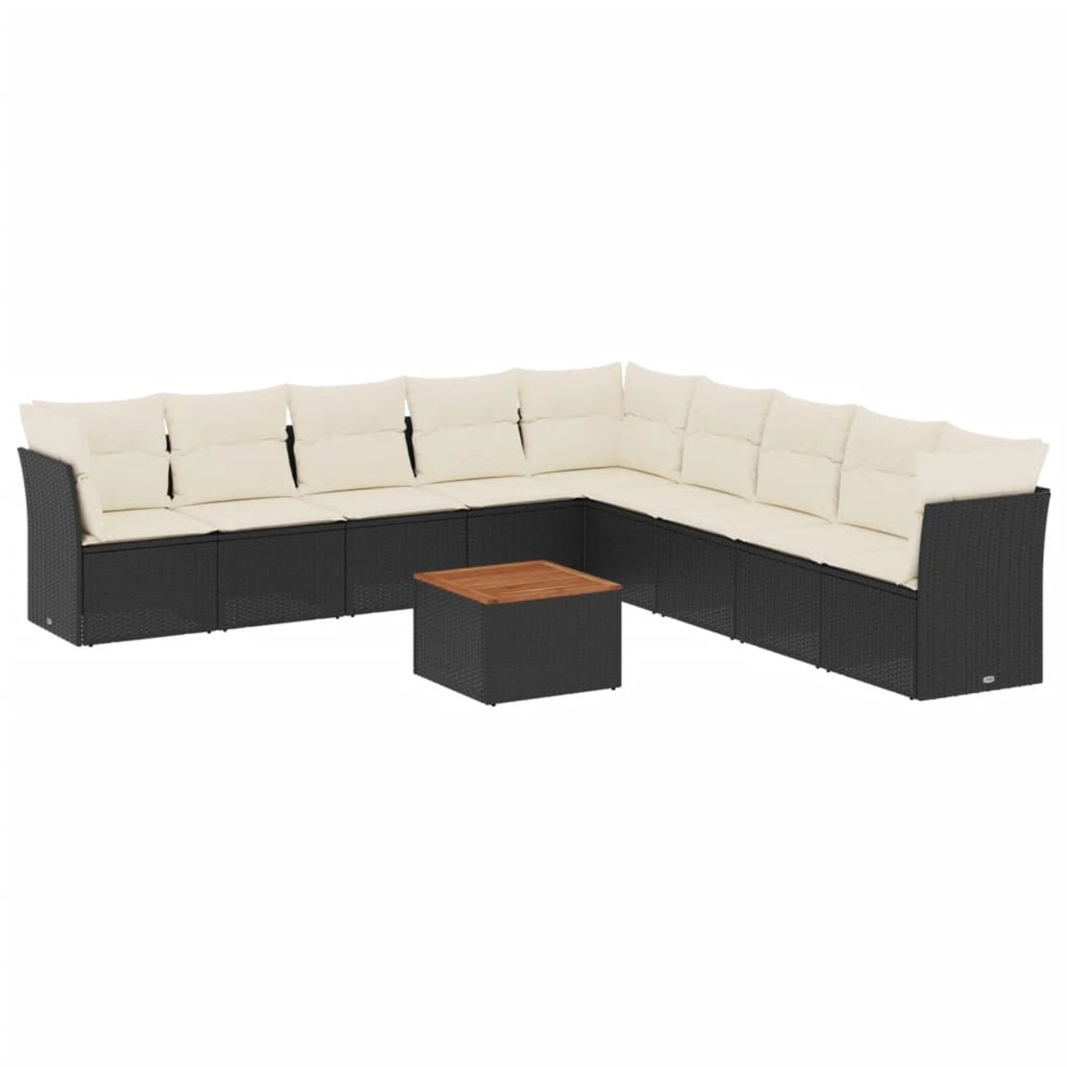 vidaXL 10-Tlg Garten-Sofagarnitur mit Kissen Schwarz Poly Rattan 3256021 günstig online kaufen