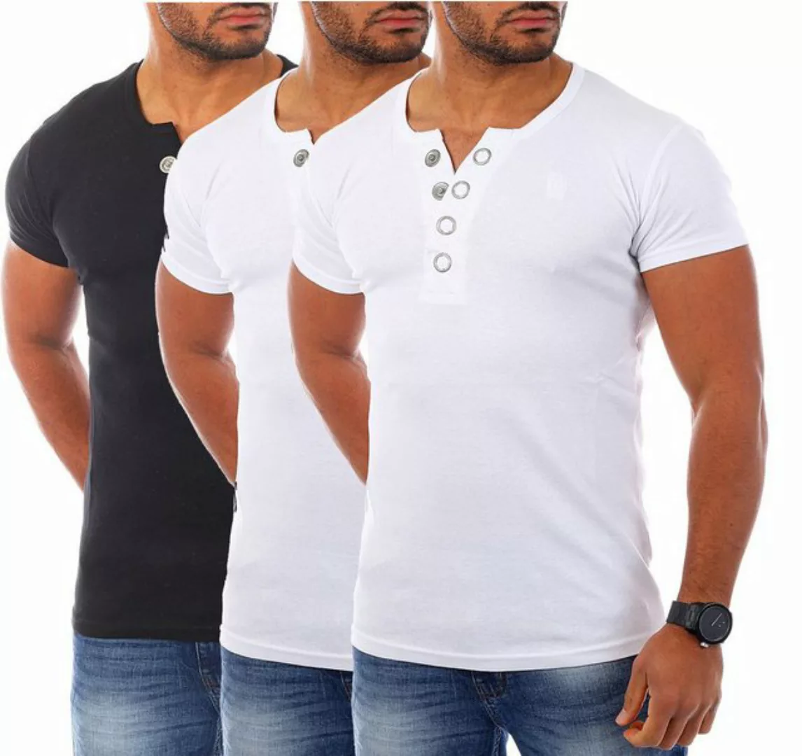 Young & Rich T-Shirt Herren basic fein gerippt mit trendigen extra großen K günstig online kaufen