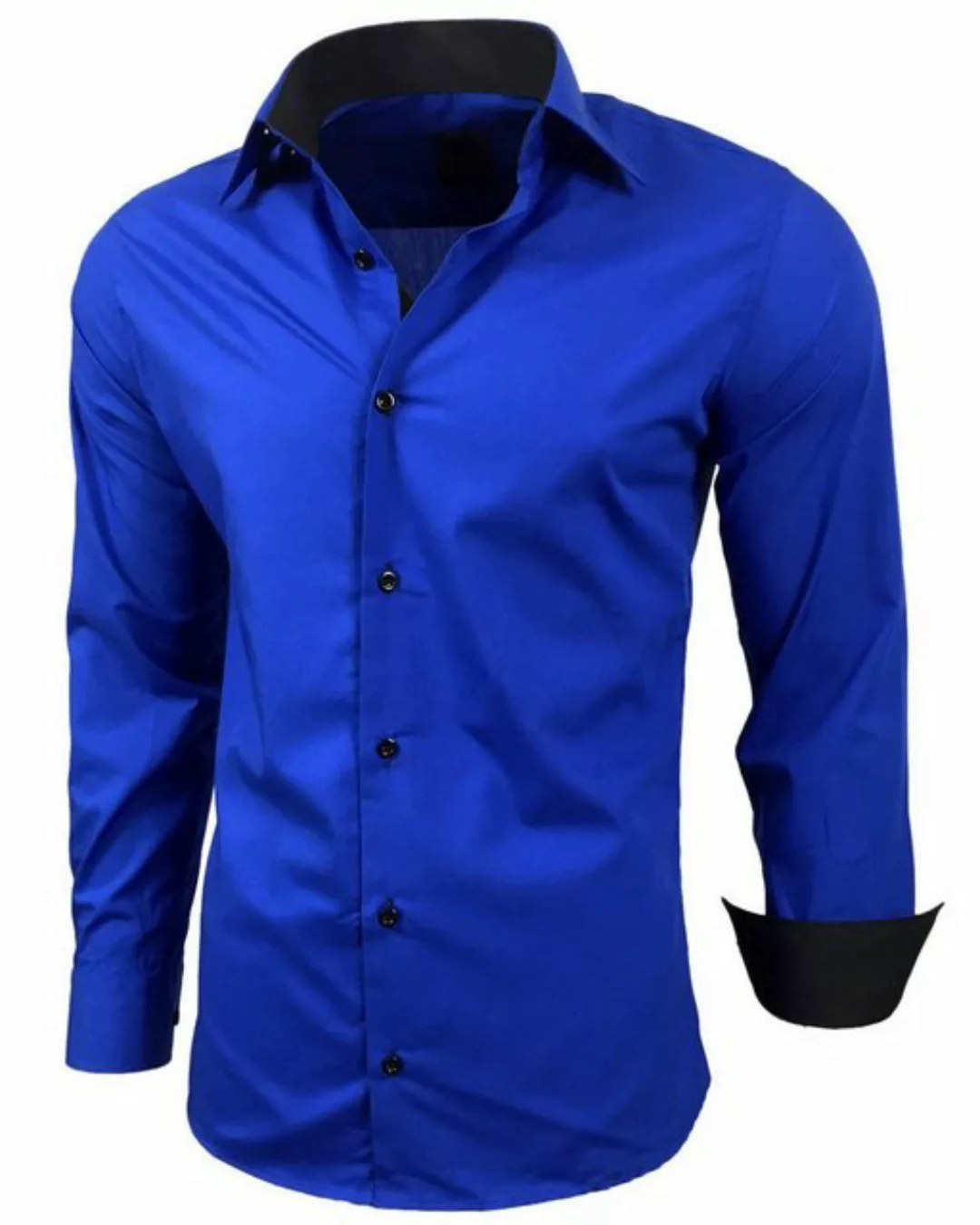 Baxboy Langarmhemd BAXBOY Kentkragen Businesshemd Slim Fit Hemd mit farblic günstig online kaufen