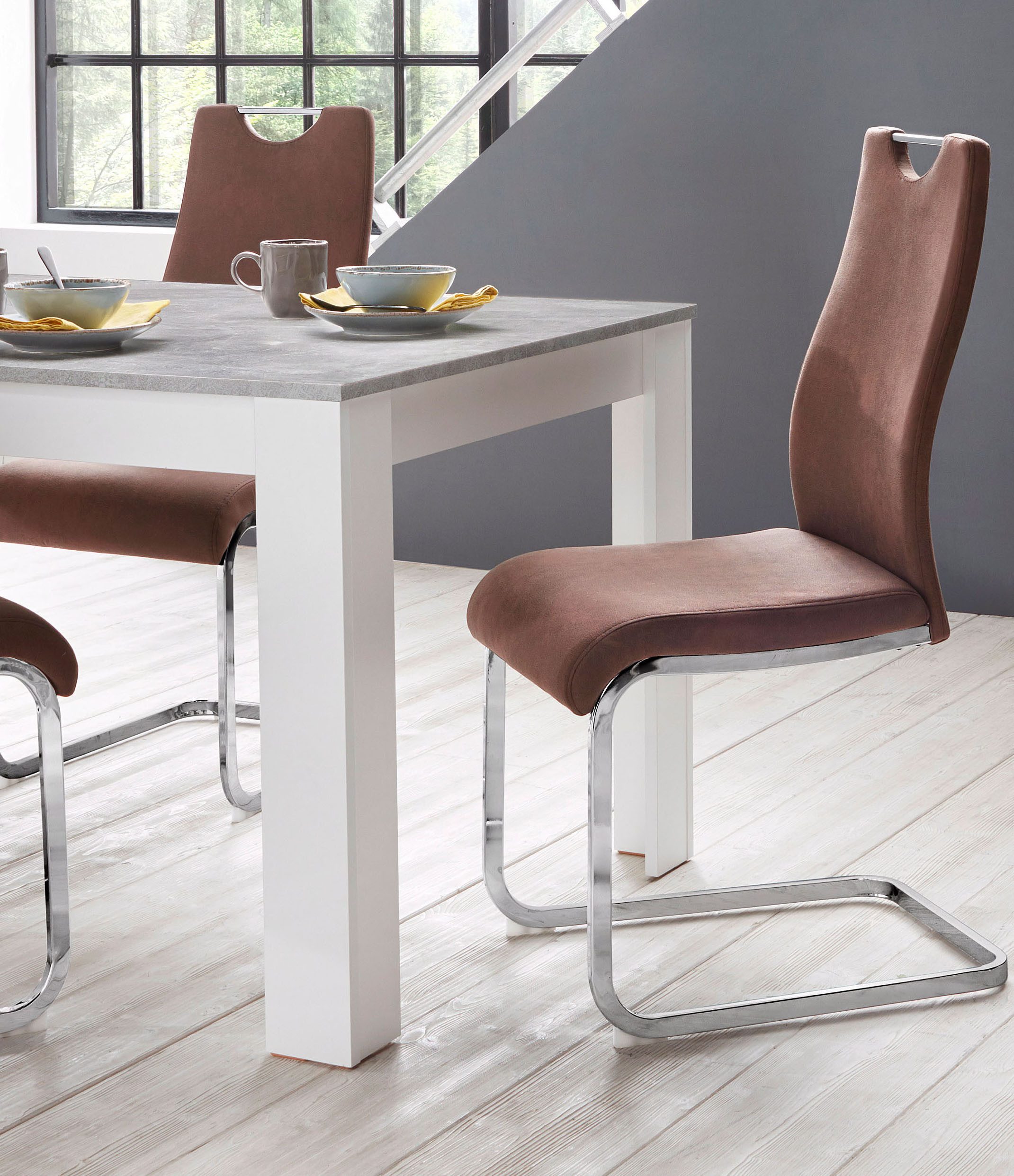Home affaire Esszimmerstuhl "Milano", (Set), 4 St., Microfaser VINTAGE, (2 günstig online kaufen