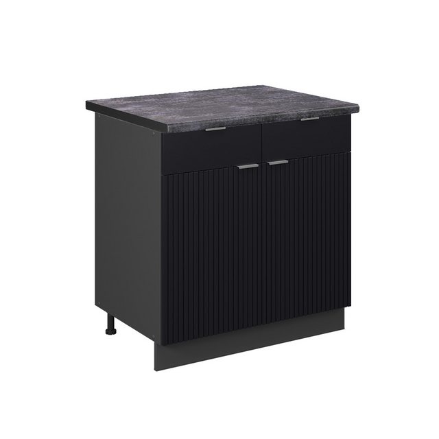 Vicco Unterschrank Fame-Line, Schwarz gestreift/Anthrazit, 80 cm, AP Anthra günstig online kaufen