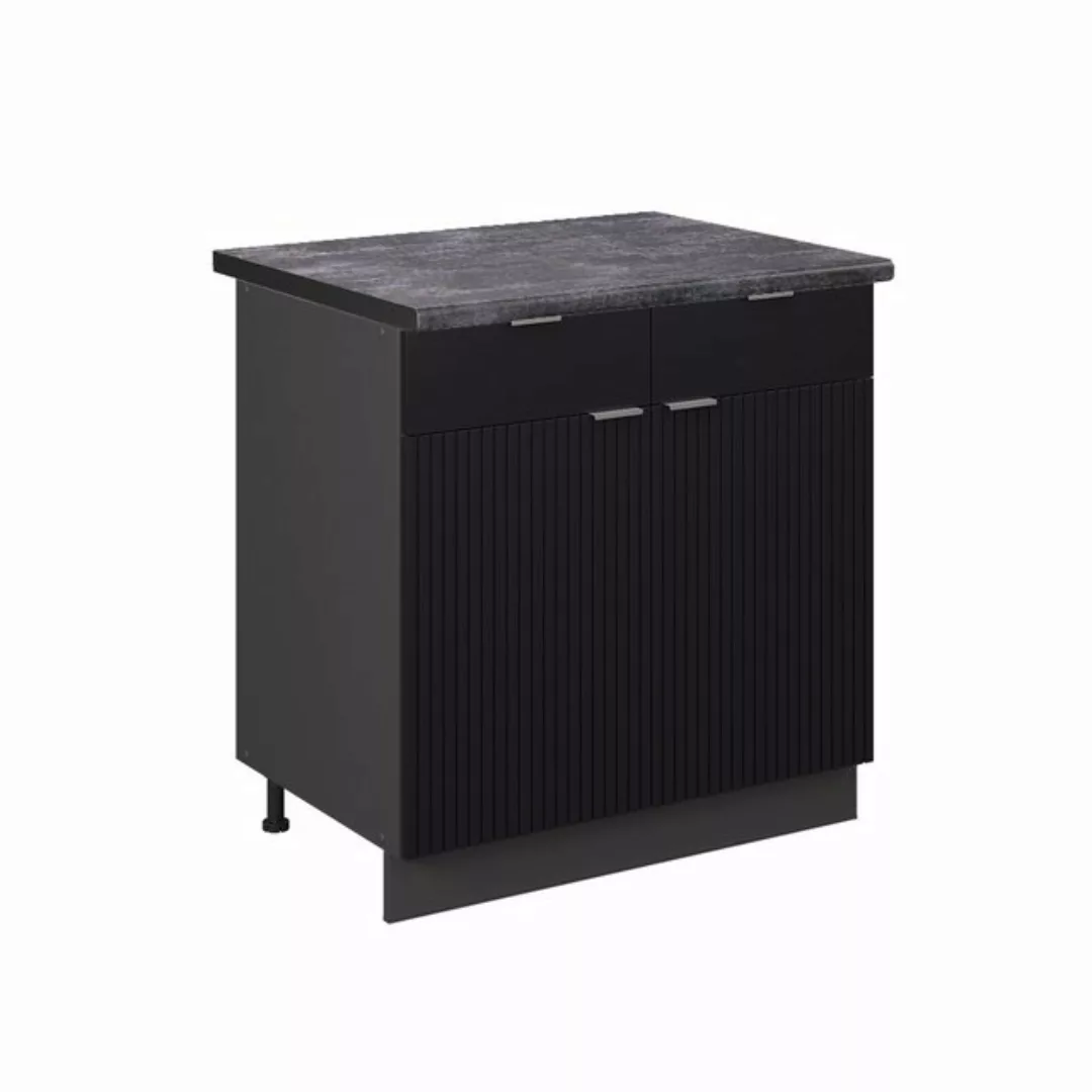 Vicco Unterschrank Fame-Line, Schwarz gestreift/Anthrazit, 80 cm, AP Anthra günstig online kaufen