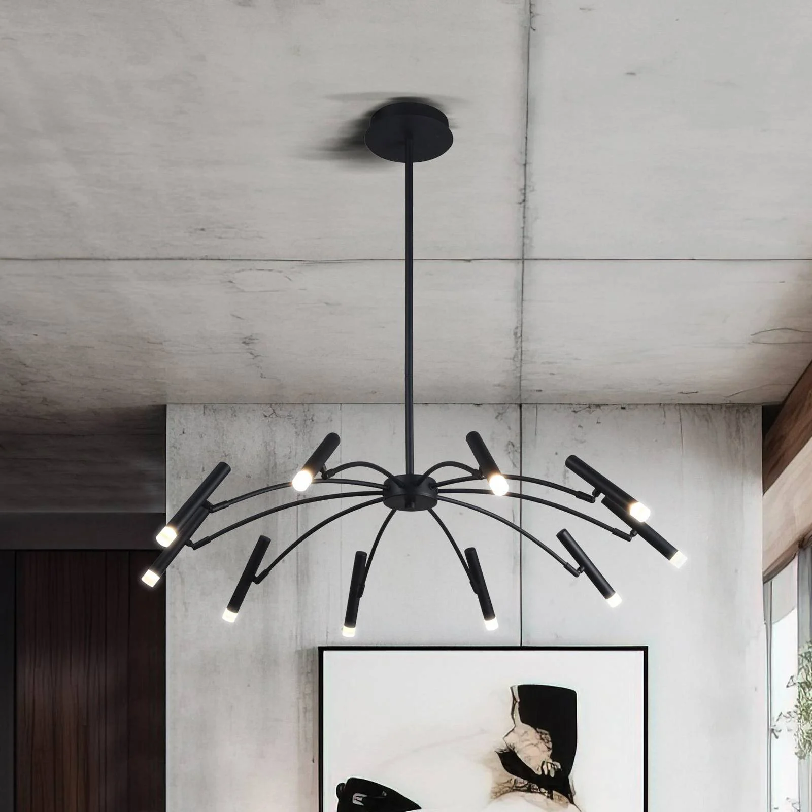 LED-Hängelampe Secret, schwarz, Ø 80 cm, Metall, 10-flg. günstig online kaufen