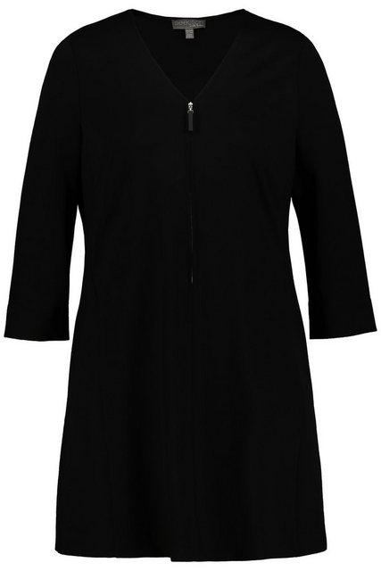 Ulla Popken Jerseykleid Kleid Reißverschluss V-Ausschnitt 3/4-Arm günstig online kaufen