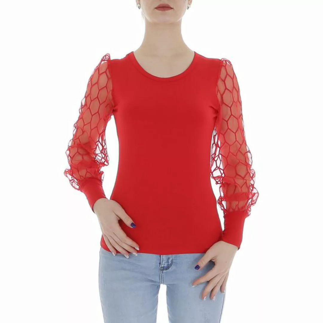 Ital-Design Spitzenbluse Damen Elegant (86164455) Spitze Top & Shirt in Rot günstig online kaufen