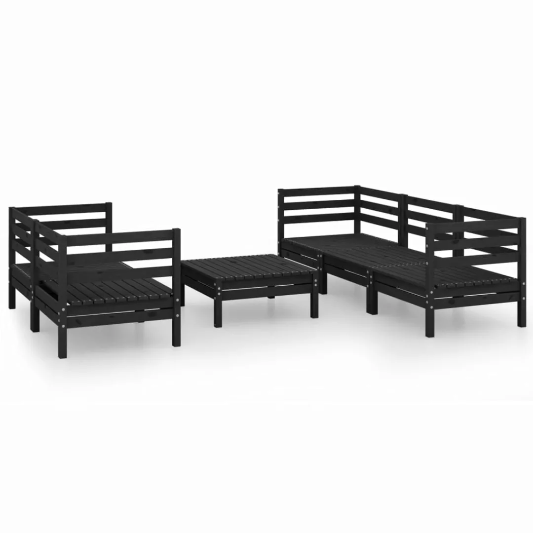 6-tlg. Garten-lounge-set Schwarz Massivholz Kiefer günstig online kaufen