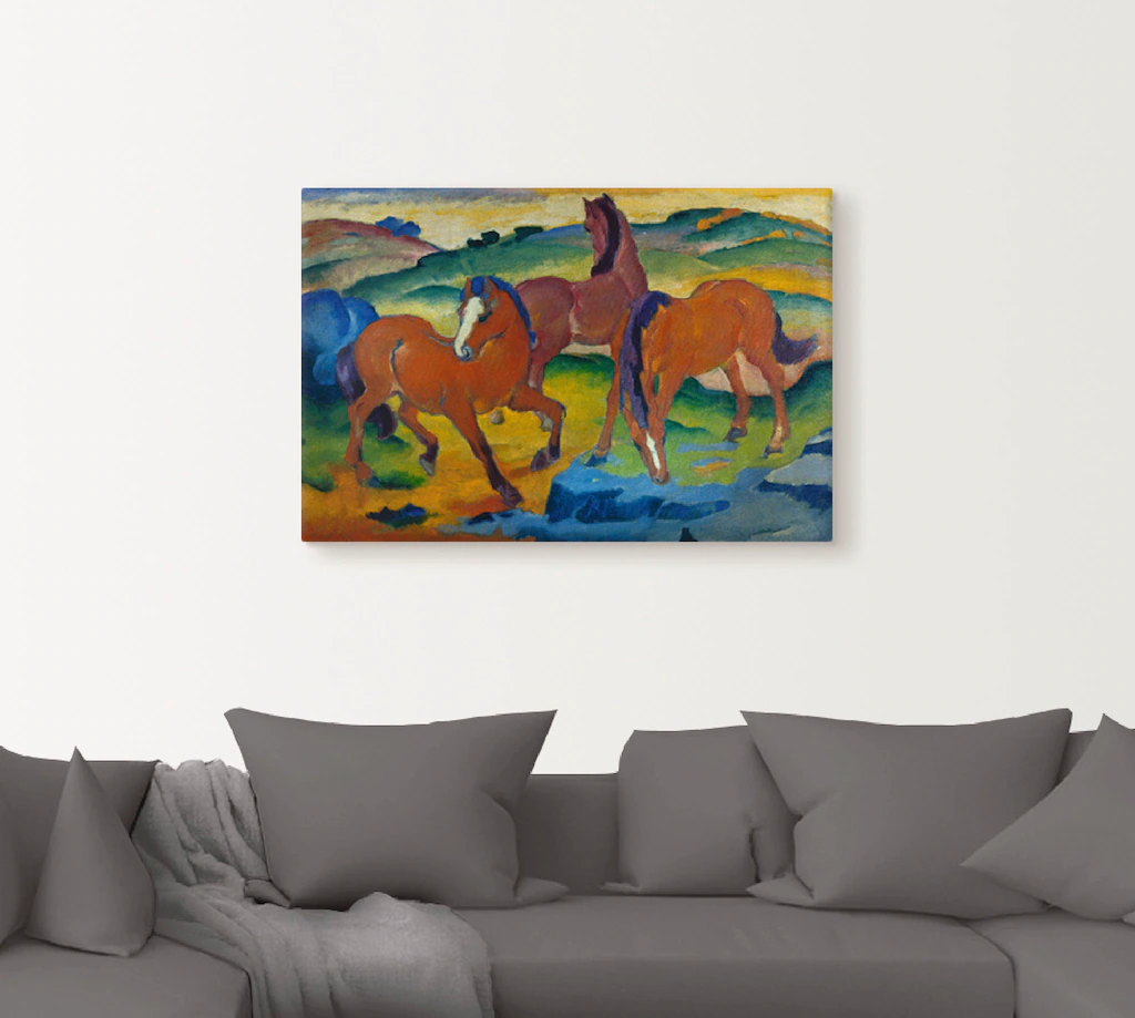Artland Leinwandbild "Die roten Pferde (Weidende Pferde IV.)", Haustiere, ( günstig online kaufen