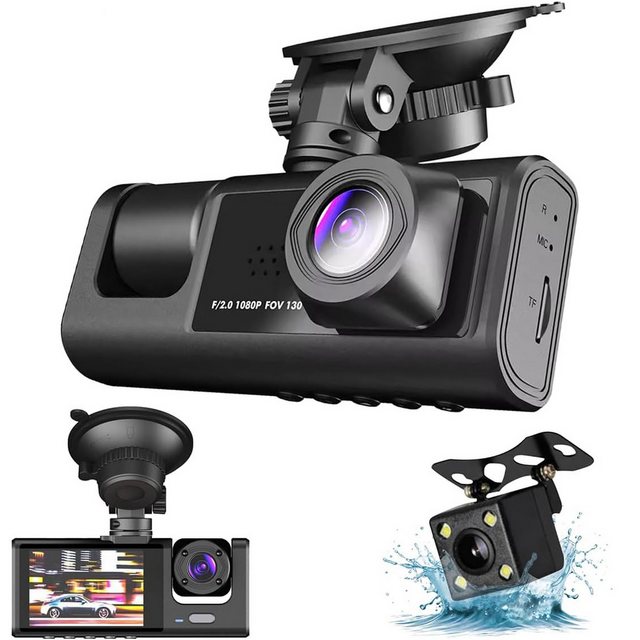 JUBOUEL 3-Kamera 1080P Fahrrekorder Auto Autokamera Full HD 1080P Dashcam ( günstig online kaufen