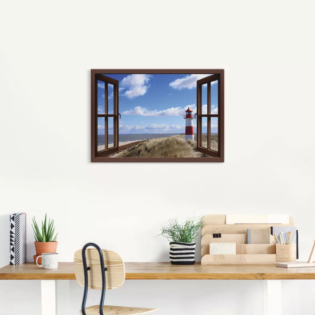 Artland Wandbild "Fensterblick - Leuchtturm Sylt", Fensterblick, (1 St.), a günstig online kaufen