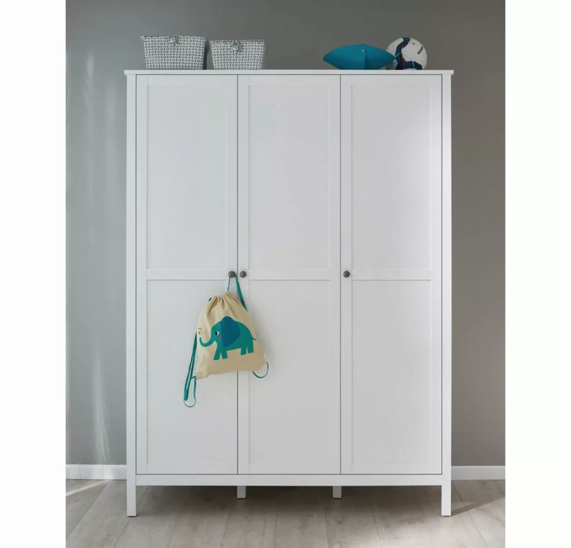 Lomadox Kleiderschrank OLOT-19 Schrank 3-türig in weiß, 141x192x51 cm günstig online kaufen