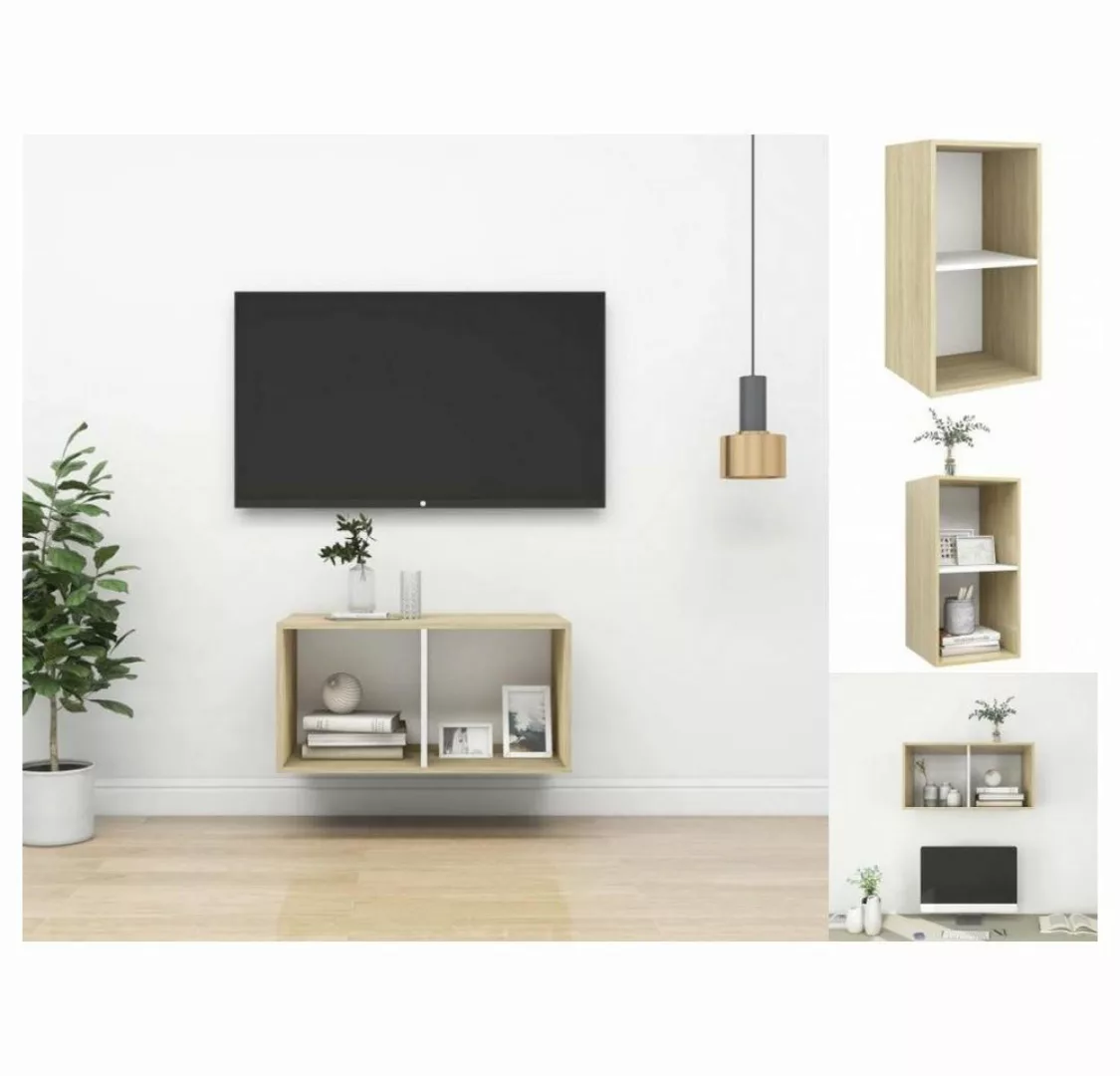 vidaXL TV-Schrank TV-Wandschrank Sonoma-Eiche und Weiß 37x37x72 cm Spanplat günstig online kaufen