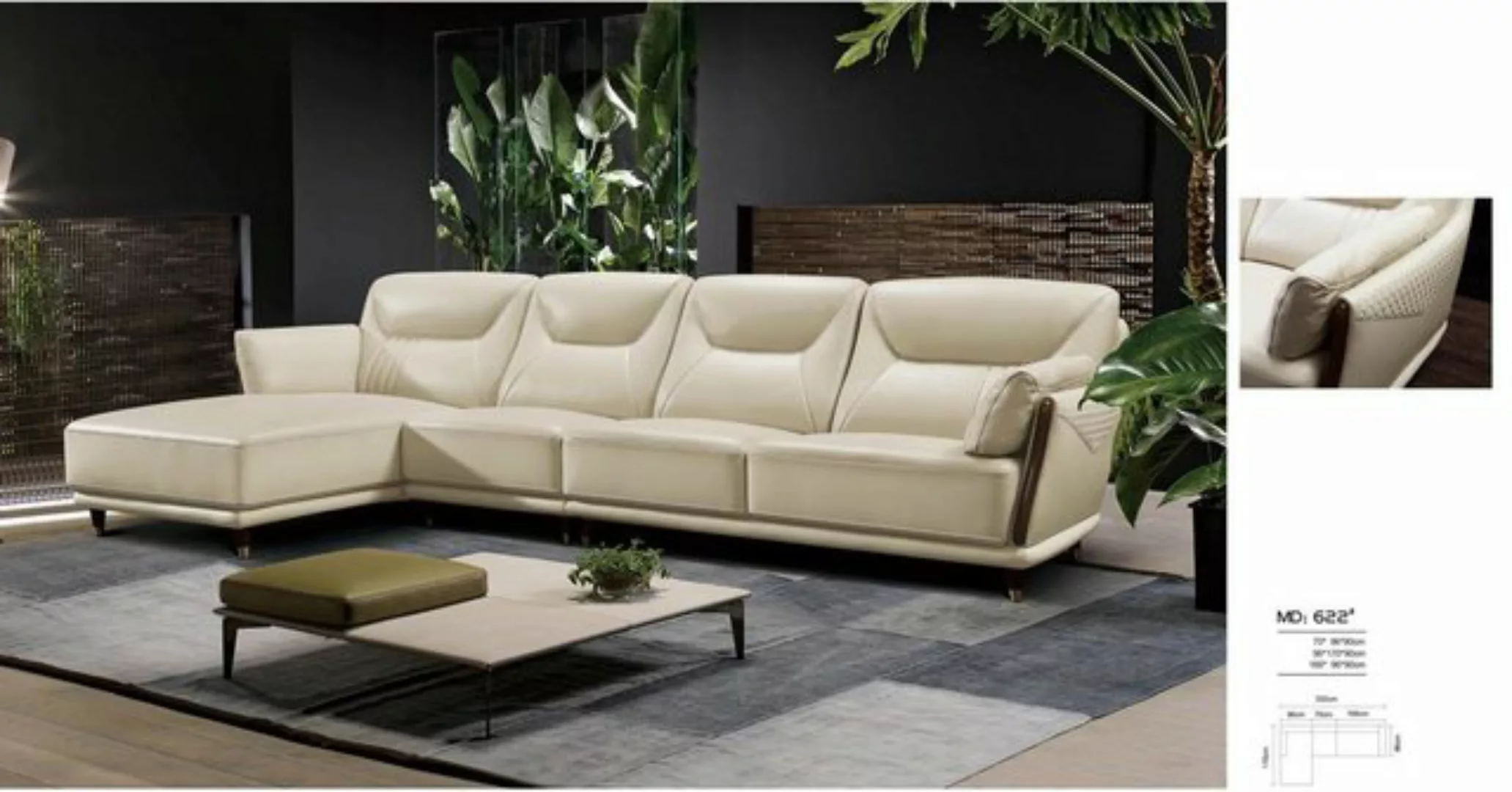 JVmoebel Ecksofa L-Form Leder luxus weißes Sofa, Made in Europe günstig online kaufen