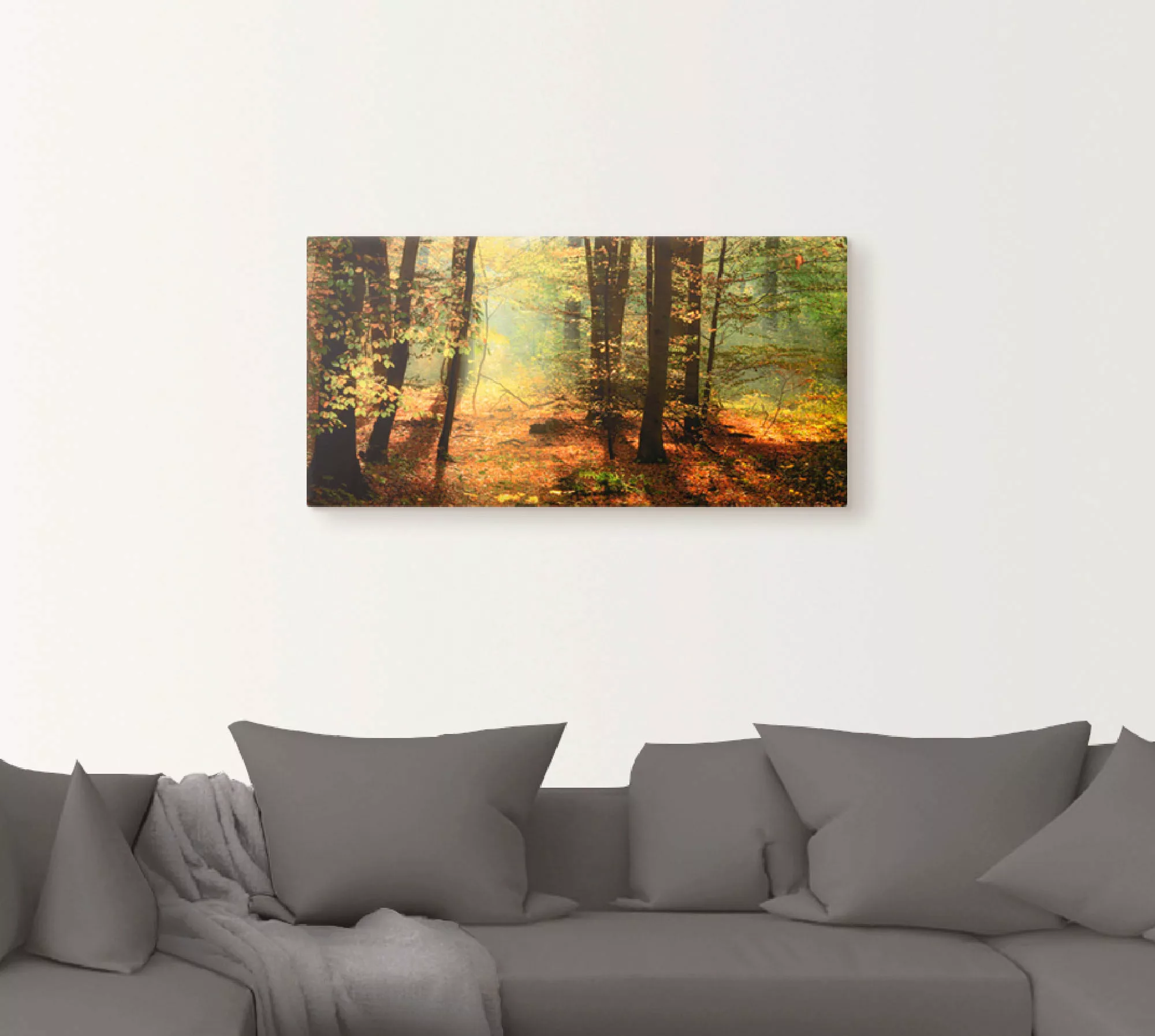 Artland Wandbild "Herbstlicht im Wald", Wald, (1 St.) günstig online kaufen