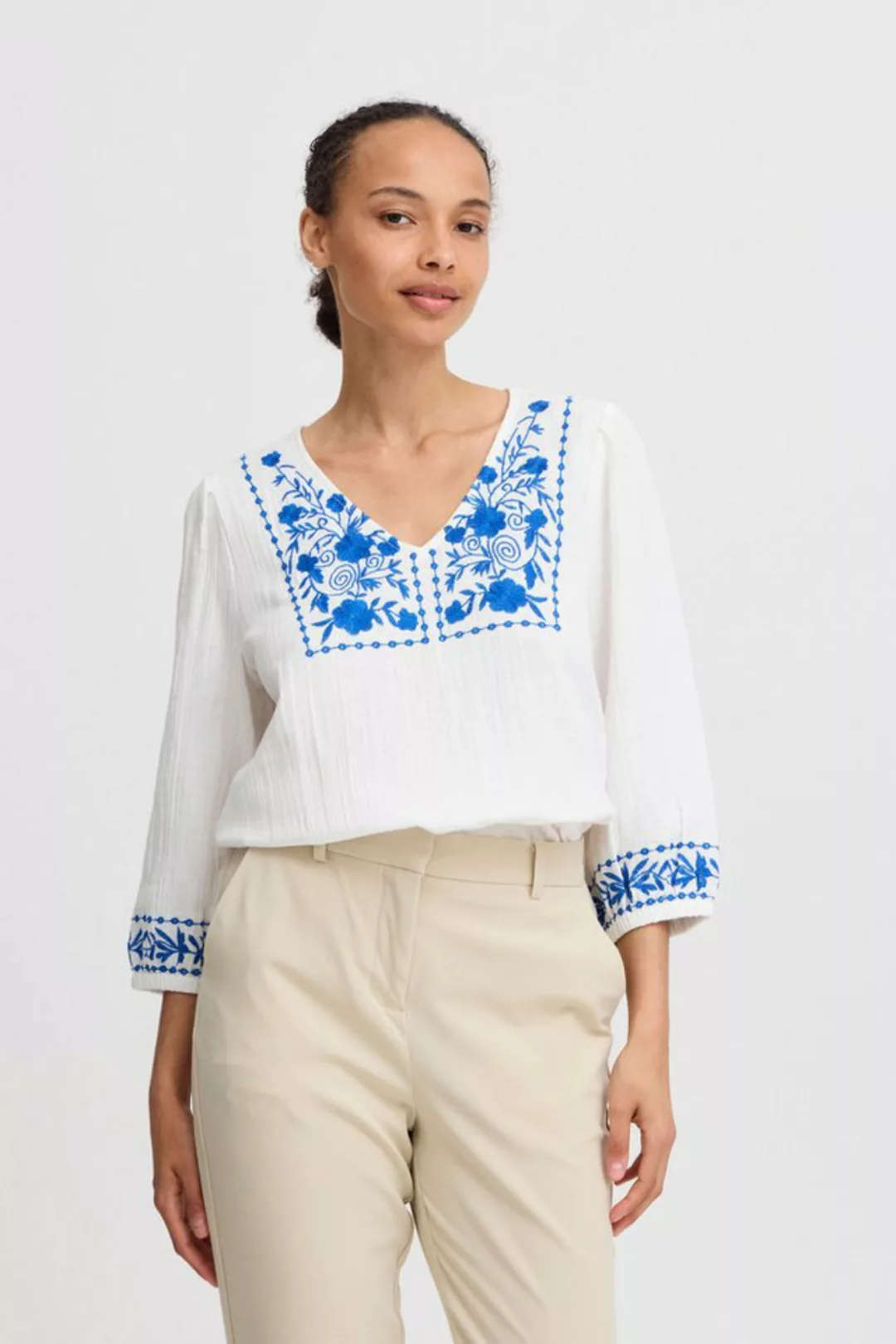 b.young Kurzarmbluse BYICOLET VNECK BLOUSE - leichte Baumwoll-Kurzarmbluse günstig online kaufen