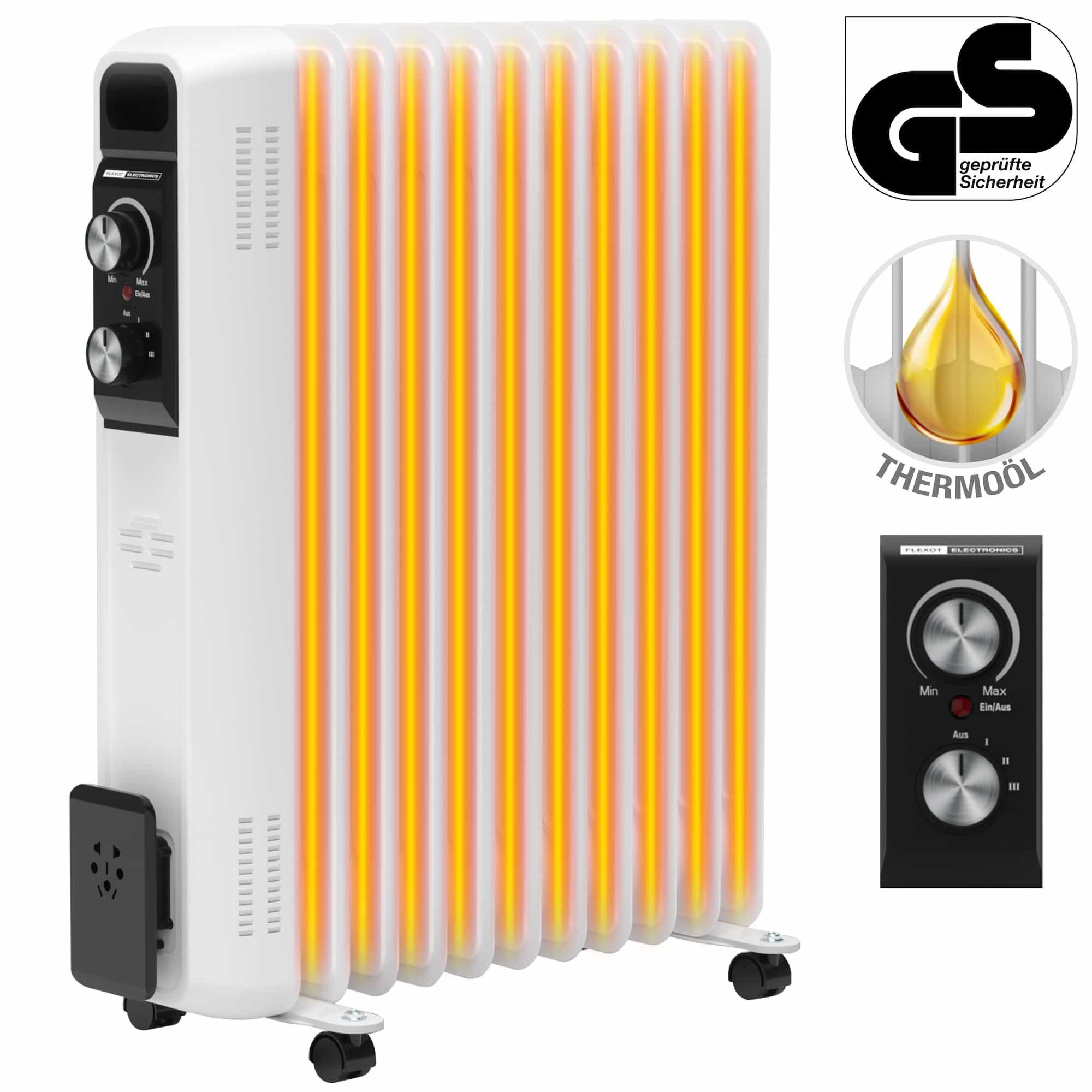 Flexot Ölradiator Ölradiator 2500W, Überhitzungsschutz, Elektroheizung, günstig online kaufen