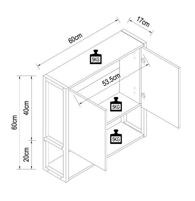 VCM Spiegelschrank Holz Metall Spiegelschrank Spiegel Edino 60x60 (1-St) günstig online kaufen