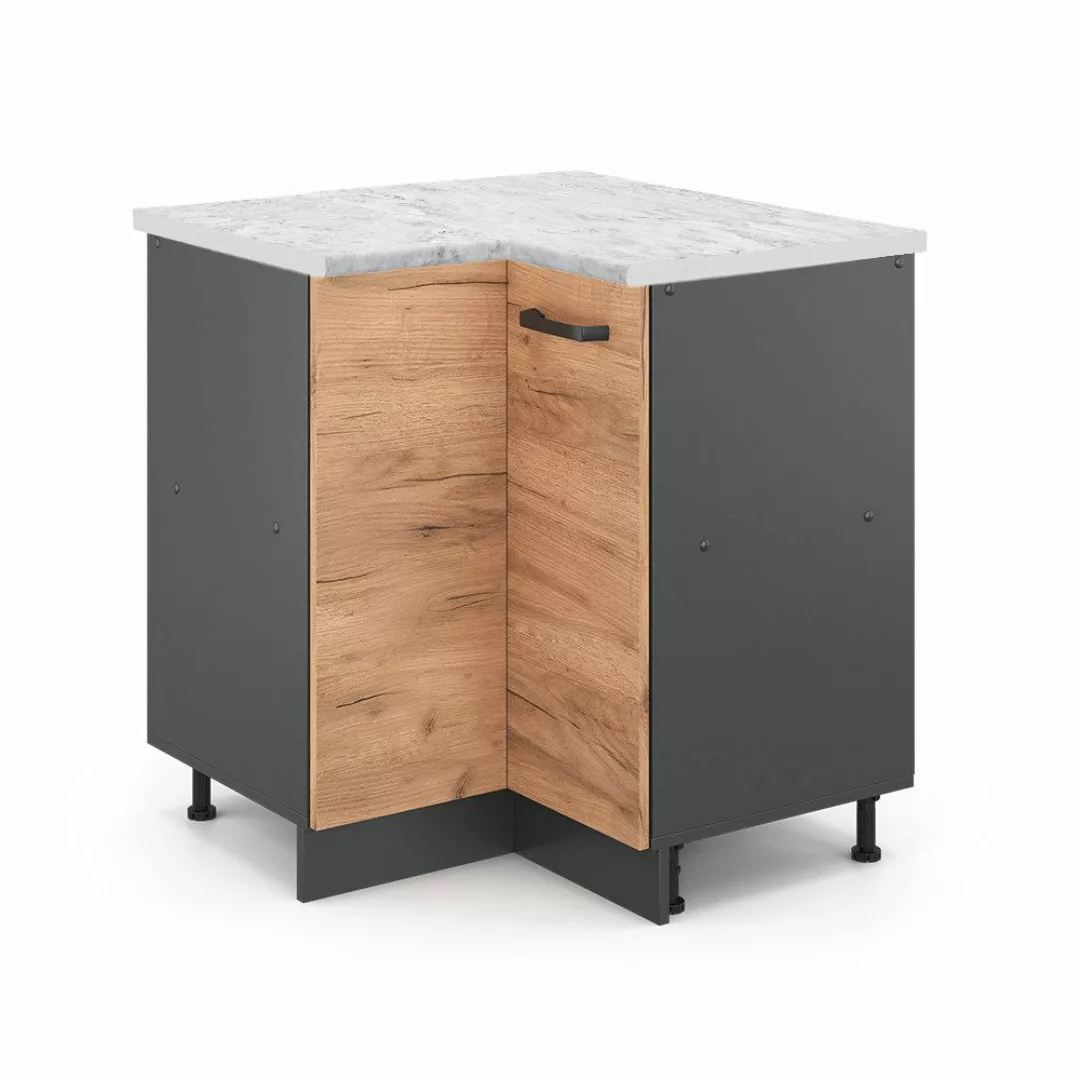 Vicco Eckunterschrank R-Line, Goldkraft Eiche/Anthrazit, AP günstig online kaufen