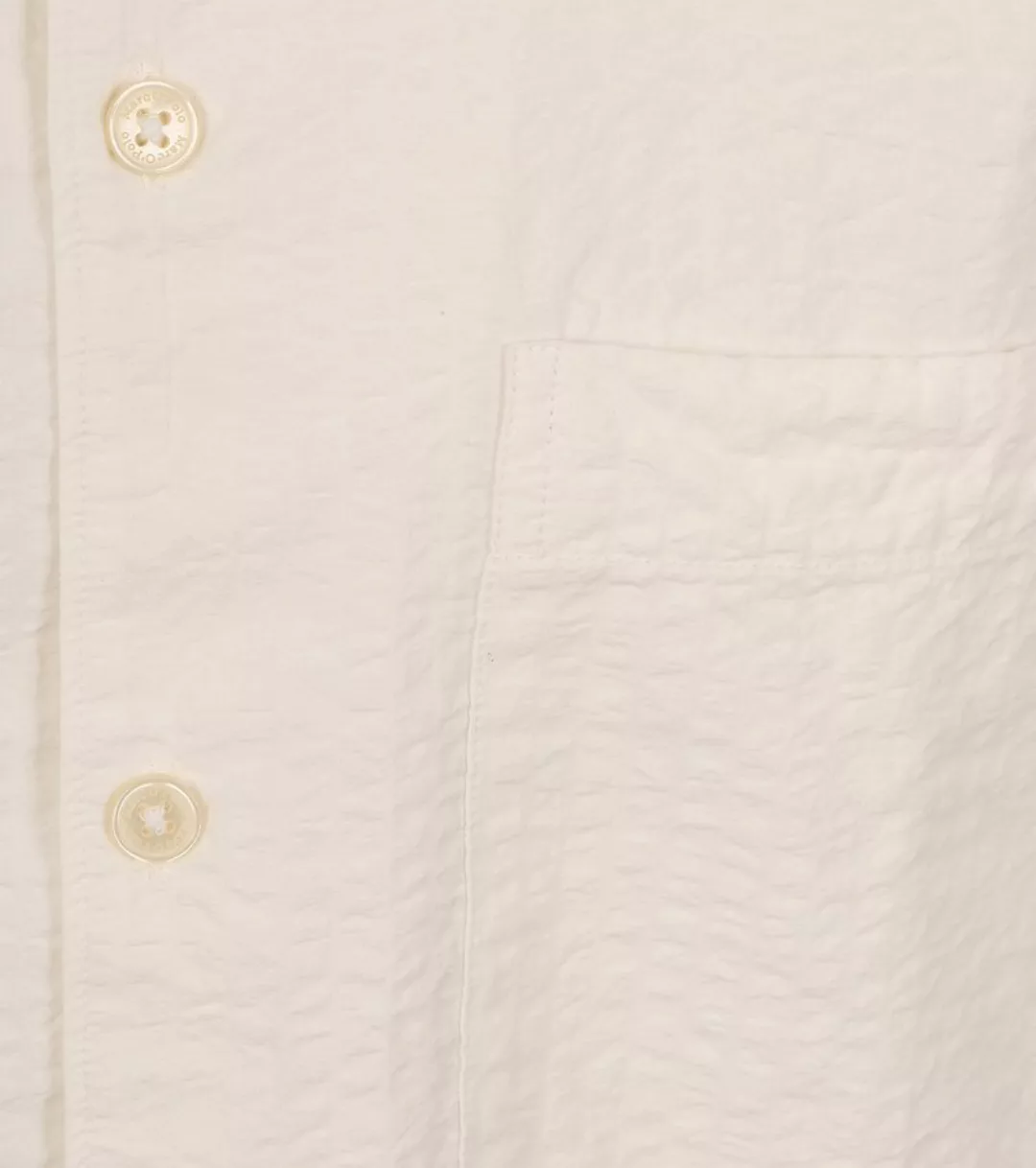 Marc O'Polo Hemd Short Sleeves Seersucker Off White - Größe L günstig online kaufen