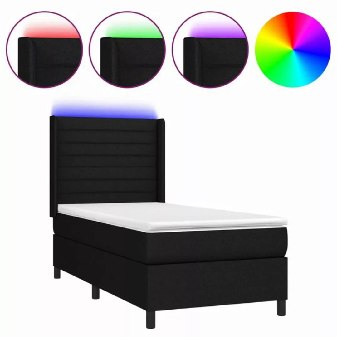 vidaXL Boxspringbett Boxspringbett mit Matratze und LED Stoff (90 x 200 cm, günstig online kaufen