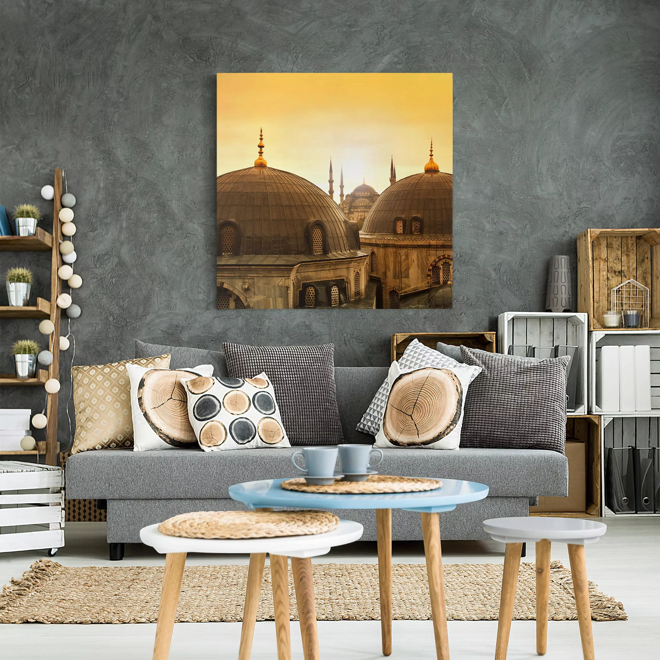 Leinwandbild Architektur & Skyline - Quadrat Über den Dächern von Istanbul günstig online kaufen